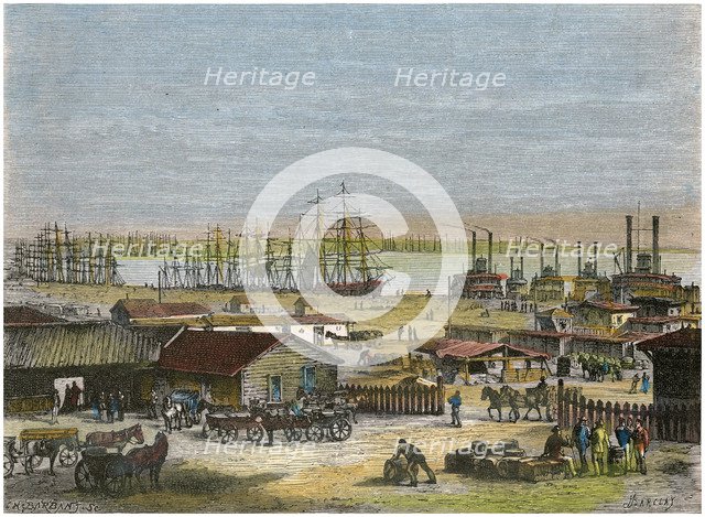 Mississippi River, New Orleans, Louisiana, USA, c1880. Artist: Barbant