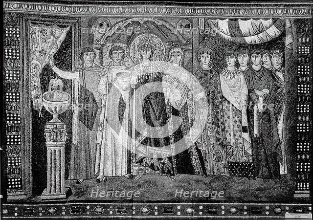 Empress Theodora and Members of Her Court, Byzantine, early 20th century (original dated 6th cent). Creator: Unknown.