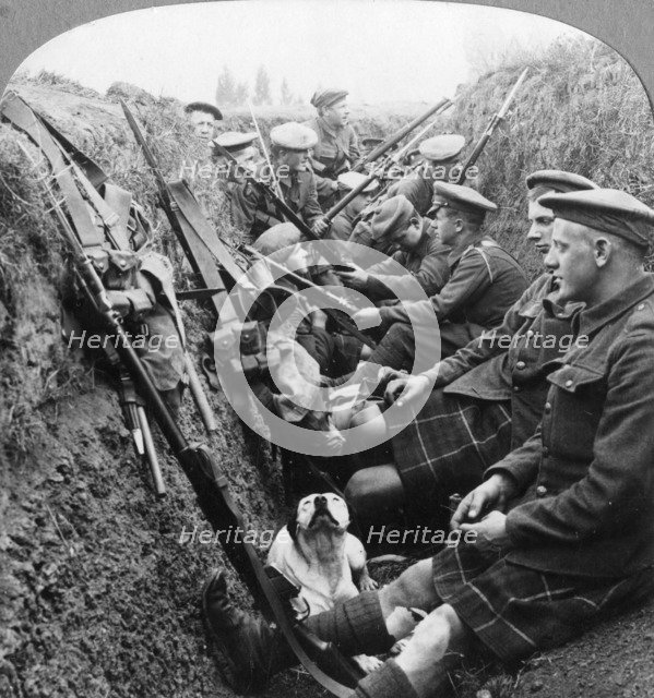 A section of Seaforth Highlanders snatching a moments respite, World War I, c1914-c1918. Artist: Realistic Travels Publishers
