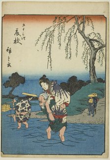 Fujieda, from the series "Fifty-three Stations [of the Tokaido] (Gojusan tsugi)," also...,1852. Creator: Ando Hiroshige.