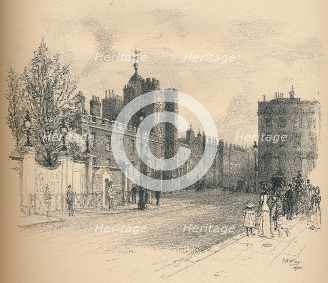 'General View of St. James's Palace, From Pall Mall', 1902. Artist: Thomas Robert Way.