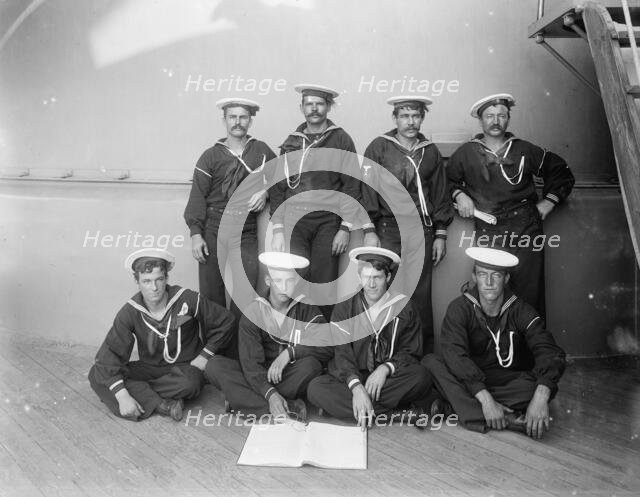 U.S.S. Massachusetts, group of seamen, between 1896 and 1901. Creator: William H. Jackson.