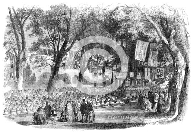 The Peace Commemoration at Lynn - School Children's Festival, in the Public Walks, 1856.  Creator: Unknown.