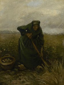 Woman Lifting Potatoes, 1885. Creator: Gogh, Vincent, van (1853-1890).
