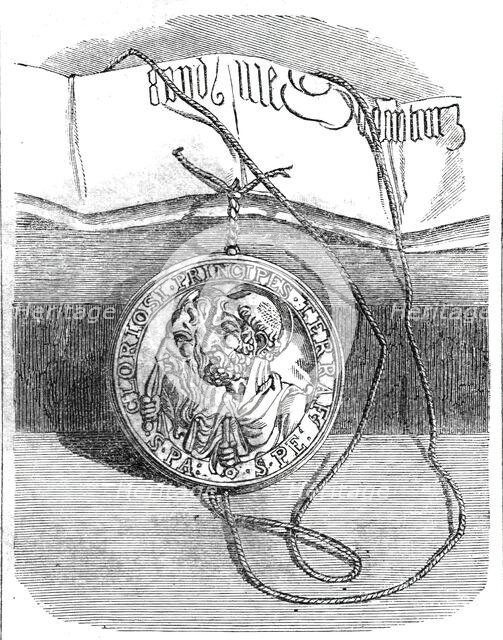 The Golden Bull of Clement VII. confirming Henry VIII. in the title of Defender of the Faith, 1860. Creator: Unknown.