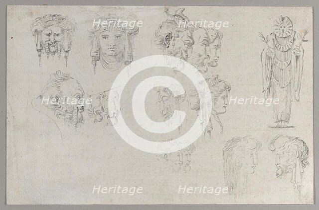 Studies of Heads, ca. 1744. Creator: Francesco Algarotti.