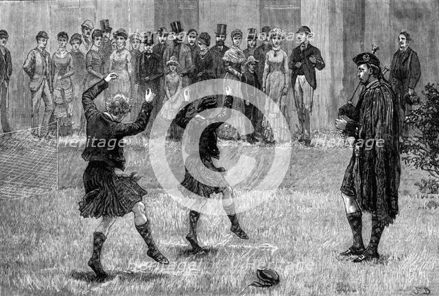Sword dance of boys of the Royal Caledonian Asylum at Westbrook Park, Godalming, 1881. Creator: Unknown.