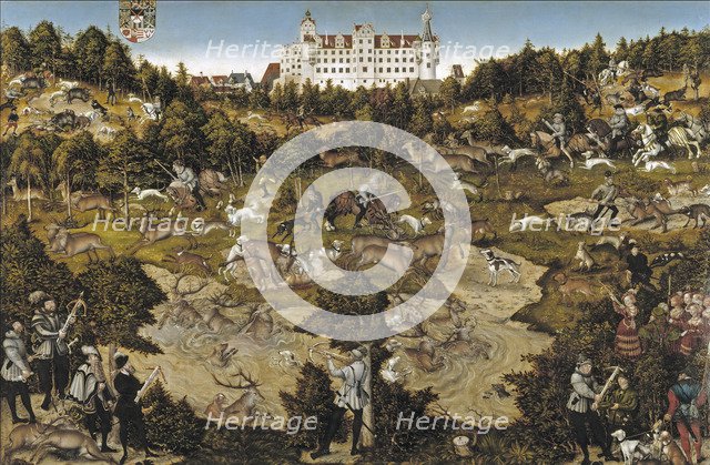 Hunt in Honour of Emperor Charles V at Torgau Castle. Artist: Cranach, Lucas, the Elder (1472-1553)