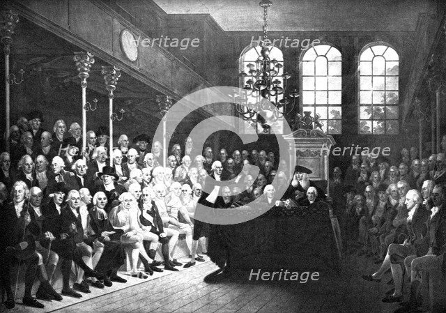 Interior of the old House of Commons, St Stephens Chapel, 1793 (c1905). Artist: Unknown