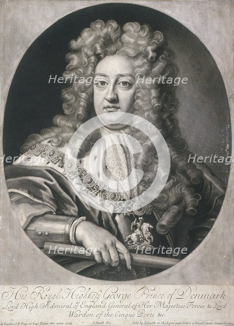 Oval portrait of George, Prince of Denmark, 1704. Artist: Joseph Smith