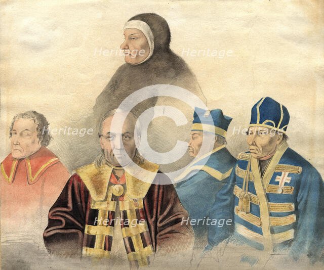 Group portrait of [Samoyed and Ostyak nobility], 1860s. Creator: Mikhail Znamensky.