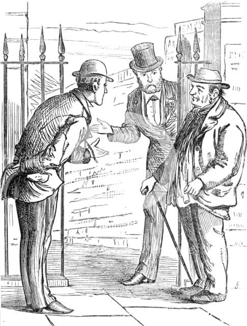 Metropolitan Boroughs election sketches: "This way, Sir", 1874. Creator: Unknown.