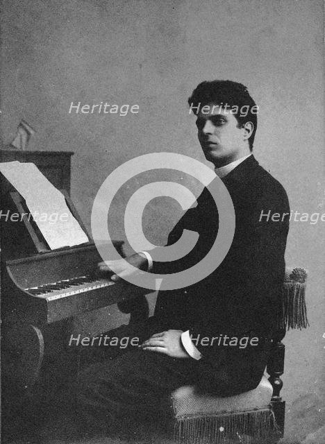 Portrait of the Composer Pietro Mascagni (1863-1945), c. 1890. Creator: Anonymous.