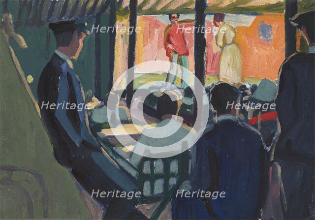 World War I: wounded sailors watching a play (at Netley Hospital?), (1918?). Creator: Jan Gordon.