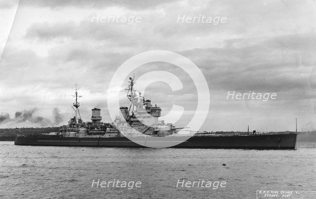 British battleship HMS 'King George V', Sydney, Australia, 1945. Artist: Unknown