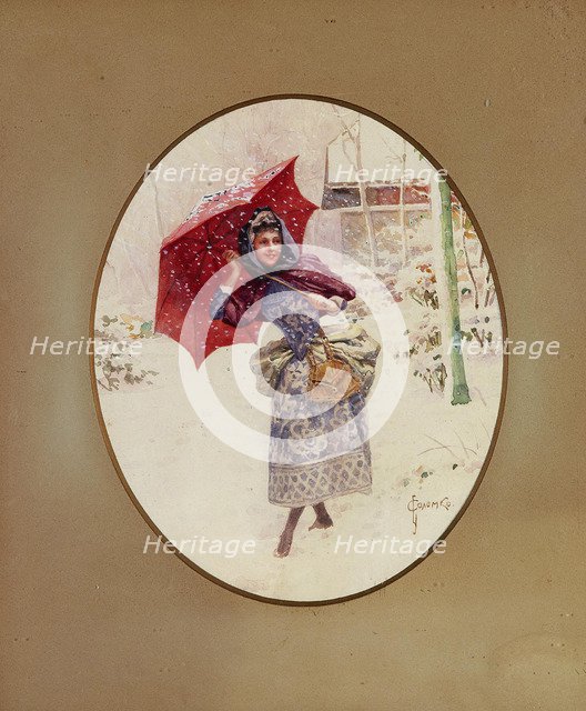 Women walk through the snow, c. 1900. Artist: Solomko, Sergei Sergeyevich (1867-1928)