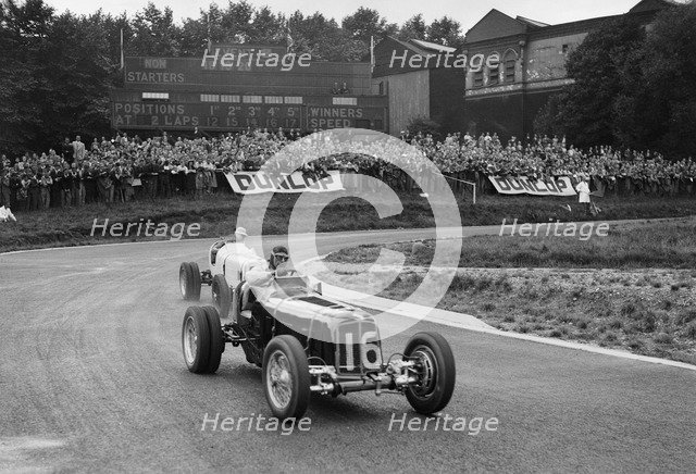 ERAs of Raymond Mays and Arthur Dobson racing at Crystal Palace, London, 1939. Artist: Bill Brunell.