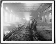 Casting pig iron, Iroquois smelter, Chicago, between 1890 and 1901. Creator: Unknown.