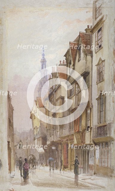 View of Wych Street, Westminster, looking east from New Inn gateway, London, c1880. Artist: John Crowther