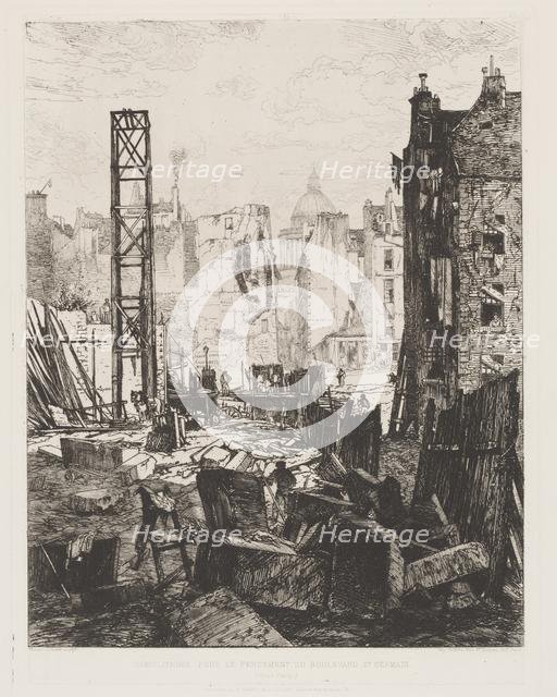 Demolition for the Opening of Boulevard St. Germain, 1862. Creator: Maxime Lalanne (French, 1827-1886); A. Cadart & J. Luquet, rue Richelieu, 79, Paris.