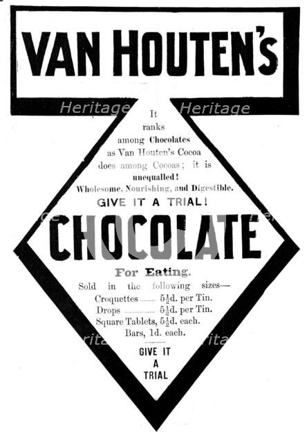 Advertisement for Van Houten's Chocolate, 1898. Creator: Unknown.