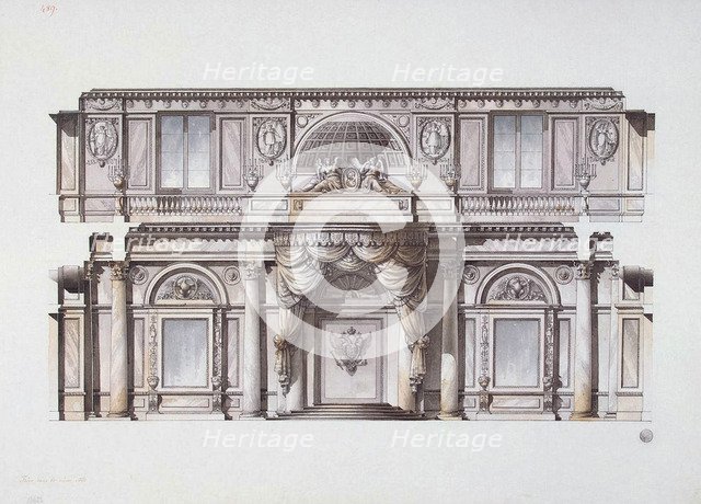 Design of the George Hall (Great Throne Hall) in the Winter Palace, 1796.  Creator: Quarenghi, Giacomo Antonio Domenico (1744-1817).