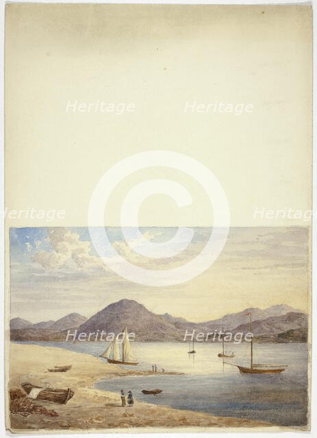 View of Harbor with Four Sailboats, n.d. Creator: Elizabeth Murray.