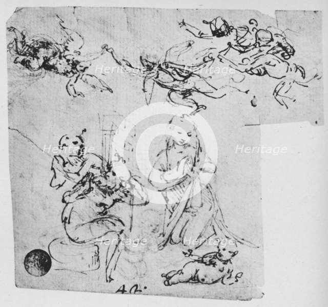 'Madonna Adoring the Infant Christ and Other Figures', c1480 (1945). Artist: Leonardo da Vinci.