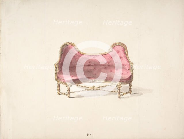 Design for a Double Hump-backed Sofa with Turned Legs and Arms..., early 19th century. Creator: Anon.