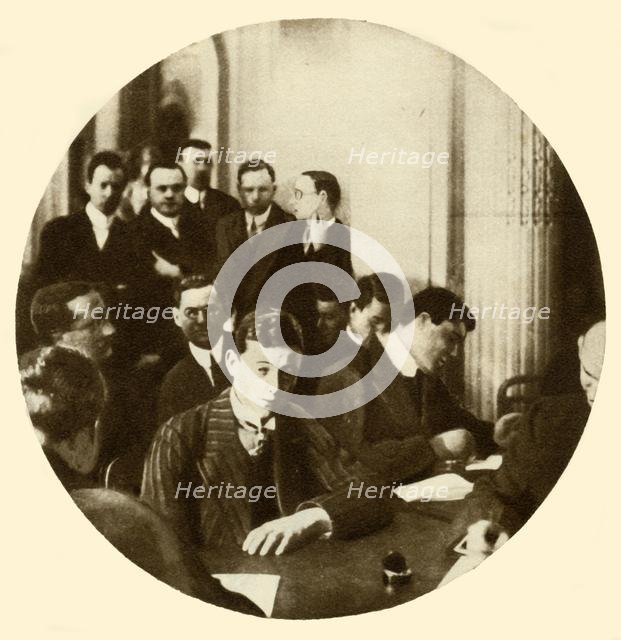 Wireless operator...RMS 'Titanic', 1912, (1935). Creator: Unknown.