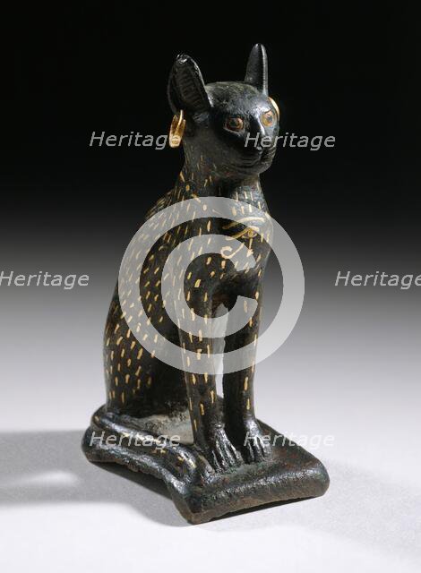 Figurine of the Goddess Bastet as a Cat, 21st-26th Dynasty (1081-525 B.C.). Creator: Unknown.