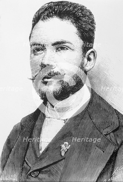 Rubén Darío (1867-1916, Nicaraguan poet, engraving in 1892.