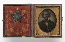 Tintype of Creed Miller with star-shaped military identification pin, 1864. Creator: Unknown.