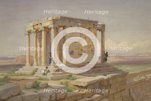 The Temple of Athena Nike. View from the North-East, 1877. Artist: Werner, Carl Friedrich Heinrich (1808-1894)