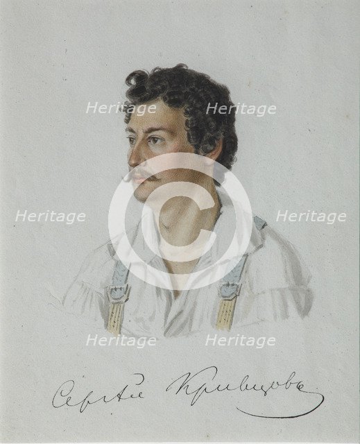 Portrait of the Decembrist Sergey Krivtsov (1802-1864), 1828. Artist: Bestuzhev, Nikolai Alexandrovich (1791-1855)