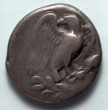 Stater: Eagle with Spread Wings on Olive Branch (obverse), 471-421 BC. Creator: Unknown.