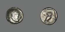 Tetradrachm (Coin) Depicting the Goddess Athena, 530-490 BCE. Creator: Unknown.