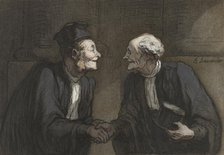 Two lawyers shake hands // Deux avocats: la poignée de main, 1818-1879. Creator: Honore Daumier.