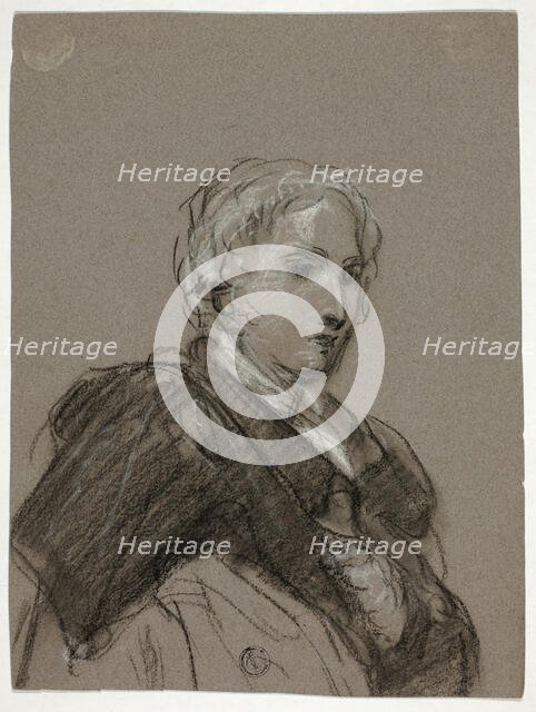 Bust of a Woman (recto); Draped Figure, Three-Quarter Length (verso), c. 1790. Creators: Thomas Barker, Thomas Jones Barker.