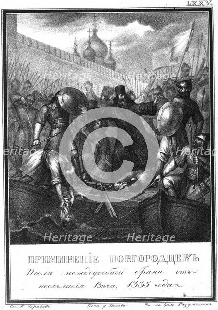 The pacification of Novgorodians. 1335 (From Illustrated Karamzin), 1836. Artist: Chorikov, Boris Artemyevich (1802-1866)
