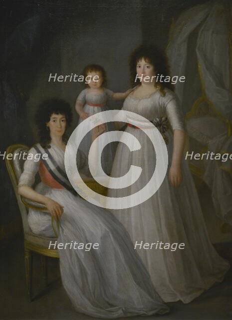 The Countess-Duchess of Benavente (?), accompanied by Mercedes de Rojas y Tello (standing)…, c1797.  Creator: Agustin Esteve y Marqués.