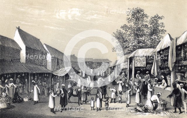 'Bazaar at Cabul, in the fruit season', 1847. Artist: Unknown