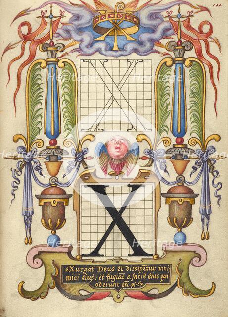 Guide for Constructing the Letter X; Mira calligraphiae monumenta, about 1591-1596. Creator: Joris Hoefnagel.