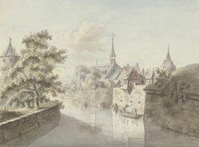 View of the...Frankfurt city moat at Fischerfeld...old Jewish cemetery, mid-late 18th century. Creator: Christian Georg Schutz.
