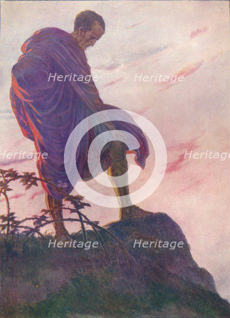 'Looking down upon the stream, he stood awhile deep in thought', c1912 (1912). Artist: Unknown.