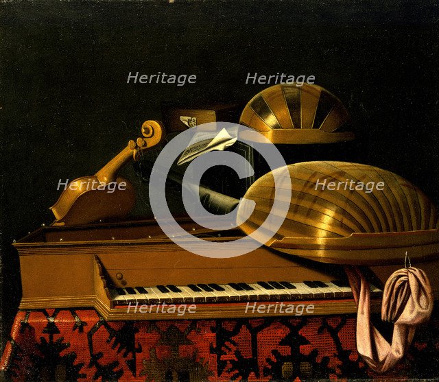 Still Life with Musical Instruments and Books, Mid of 17th cen.. Artist: Bettera, Bartolomeo (1639-c. 1688)