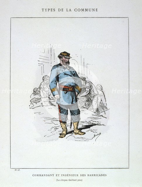 'Commandant et Ingenieur de Barricades', Paris Commune, 1871.  Artist: Anon