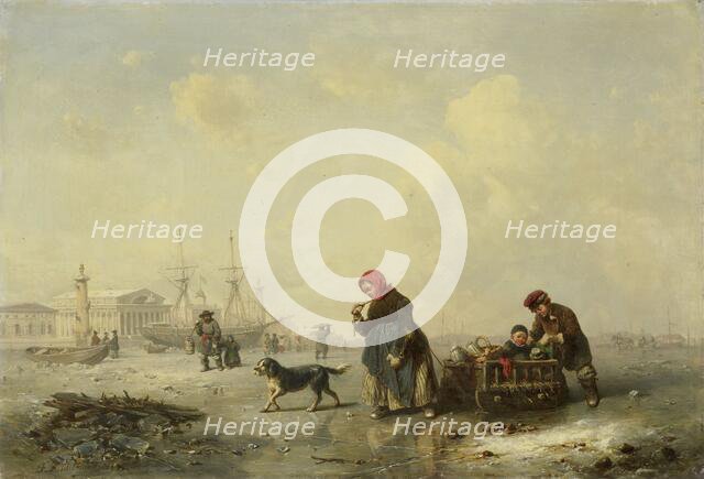 The Neva at St Petersburg (Leningrad) in the Winter, 1844. Creator: Theodor Hildebrandt.