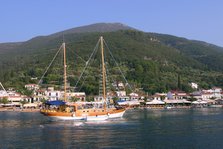 Sailing boat off Sami, Kefalonia, Greece