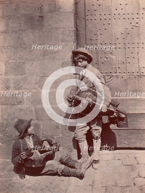 Joueurs de vielle, 1850-53. Creator: Louis-Désiré Blanquart-Evrard.